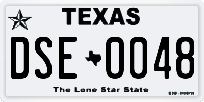 TX license plate DSE0048
