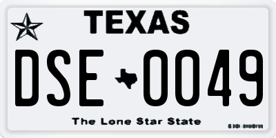 TX license plate DSE0049