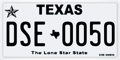 TX license plate DSE0050