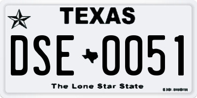 TX license plate DSE0051