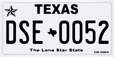 TX license plate DSE0052