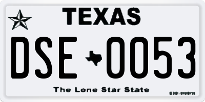 TX license plate DSE0053