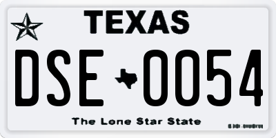 TX license plate DSE0054