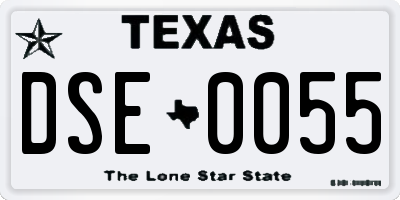 TX license plate DSE0055