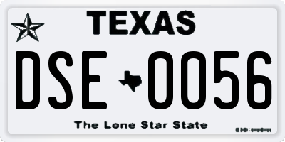 TX license plate DSE0056
