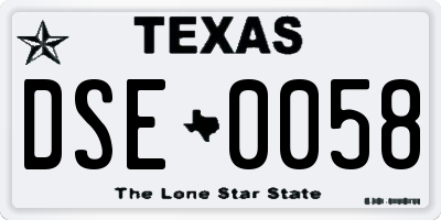 TX license plate DSE0058