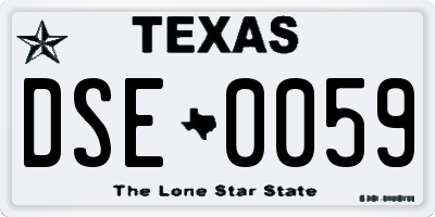 TX license plate DSE0059