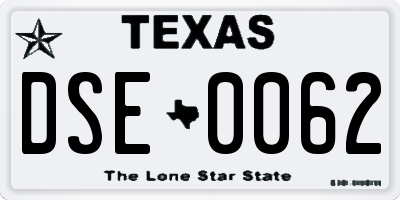 TX license plate DSE0062