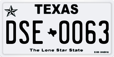 TX license plate DSE0063