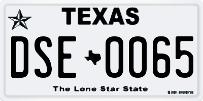 TX license plate DSE0065