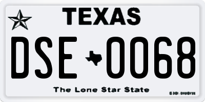 TX license plate DSE0068