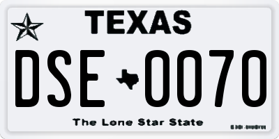 TX license plate DSE0070