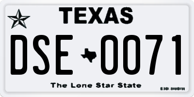 TX license plate DSE0071
