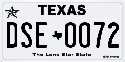 TX license plate DSE0072