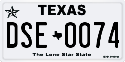 TX license plate DSE0074
