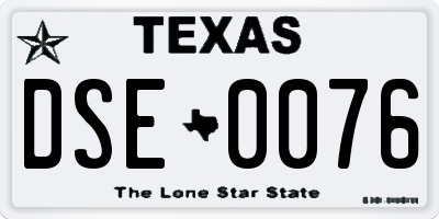 TX license plate DSE0076