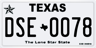 TX license plate DSE0078