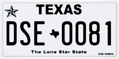 TX license plate DSE0081