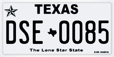 TX license plate DSE0085