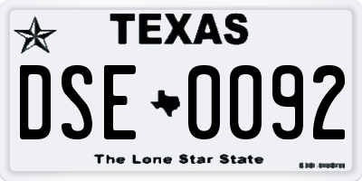 TX license plate DSE0092