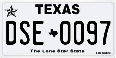 TX license plate DSE0097