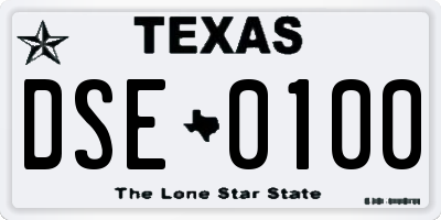 TX license plate DSE0100