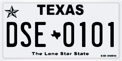 TX license plate DSE0101