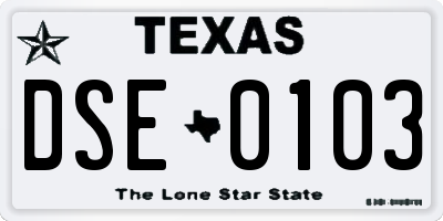 TX license plate DSE0103