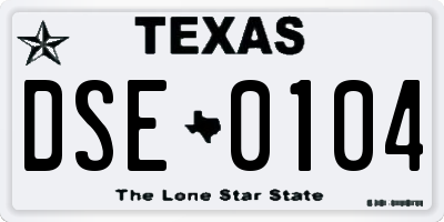 TX license plate DSE0104