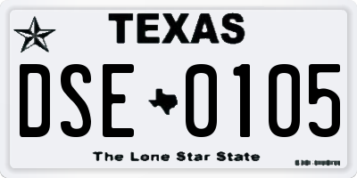 TX license plate DSE0105