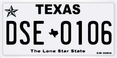 TX license plate DSE0106