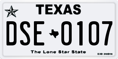 TX license plate DSE0107