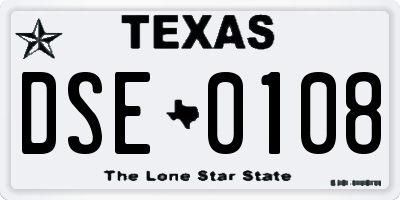 TX license plate DSE0108