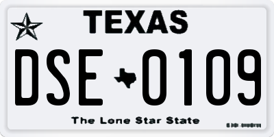 TX license plate DSE0109