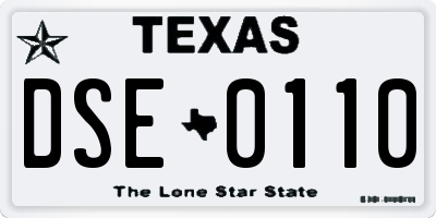 TX license plate DSE0110
