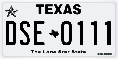 TX license plate DSE0111