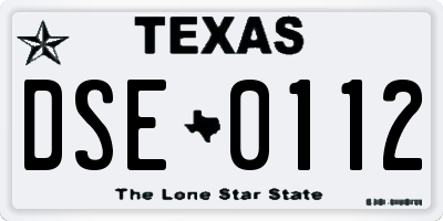 TX license plate DSE0112
