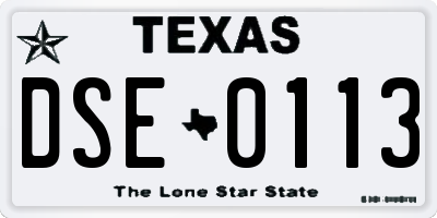 TX license plate DSE0113