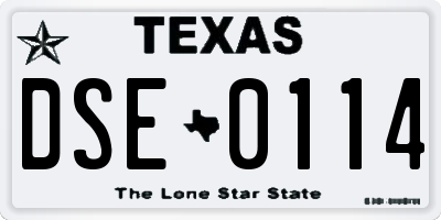 TX license plate DSE0114