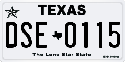 TX license plate DSE0115