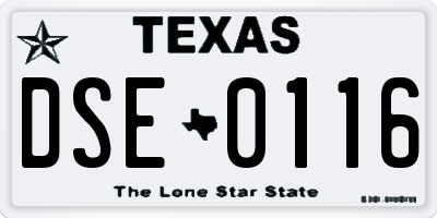 TX license plate DSE0116