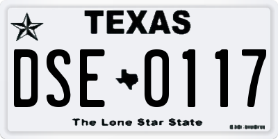 TX license plate DSE0117