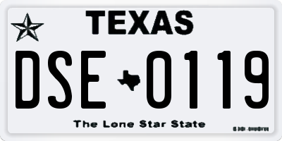 TX license plate DSE0119