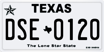 TX license plate DSE0120