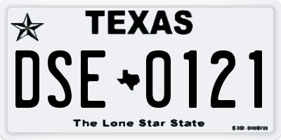 TX license plate DSE0121