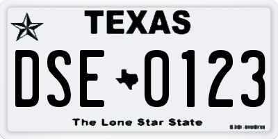 TX license plate DSE0123