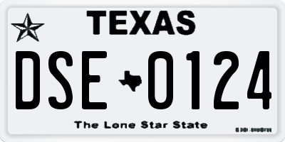 TX license plate DSE0124
