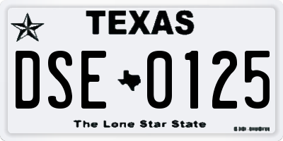 TX license plate DSE0125