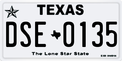 TX license plate DSE0135
