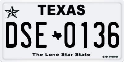 TX license plate DSE0136